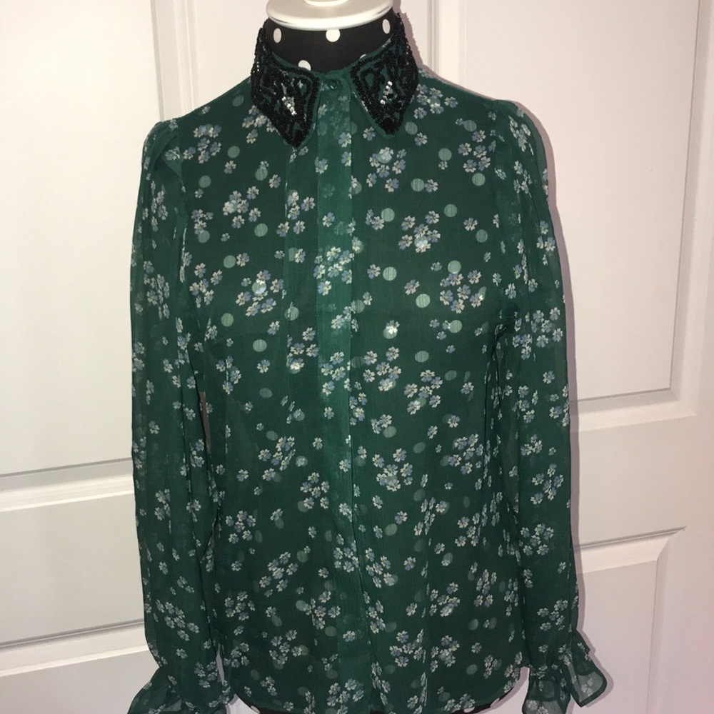 Topshop Sheer Floral Blouse